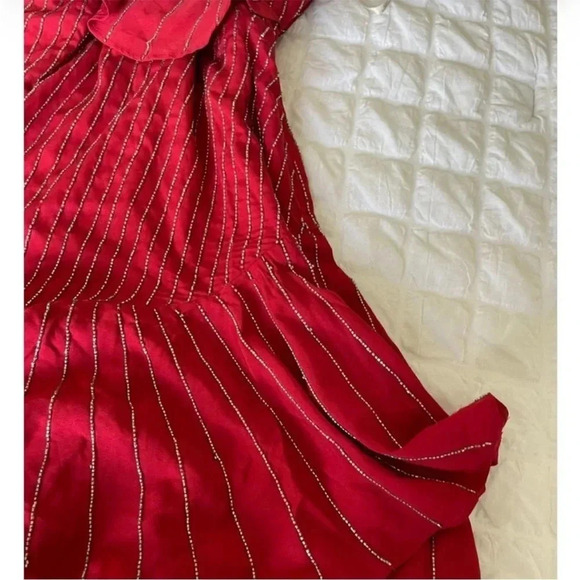 Revolve Lovers + Friends Jenny red beaded ruffle mini dress - Picture 4 of 8